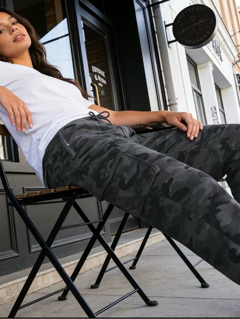 Ysento Outdoors Women's Charcoal Camo Cargo Jogger Pants